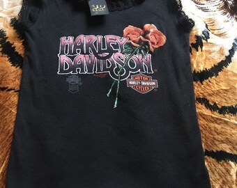 Kleding Dameskleding Tops & T-shirts Tanktops Tanktops met print L 3D Embleem Vintage 1990 Harley Davidson Sturgis South Dakota Lace Tank Dames maat M 