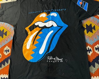 Dead stock 1989 rolling stones canada labbat blue presents tshirt single stitch size xl