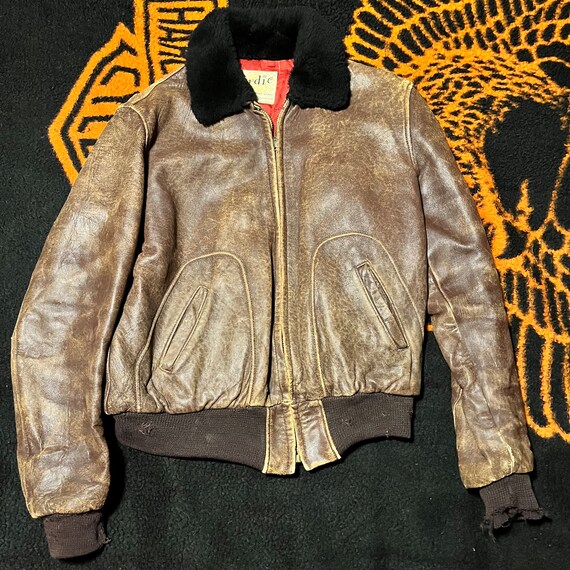 50s 60s  A2 style   pilot leather jacket size 38 … - image 1