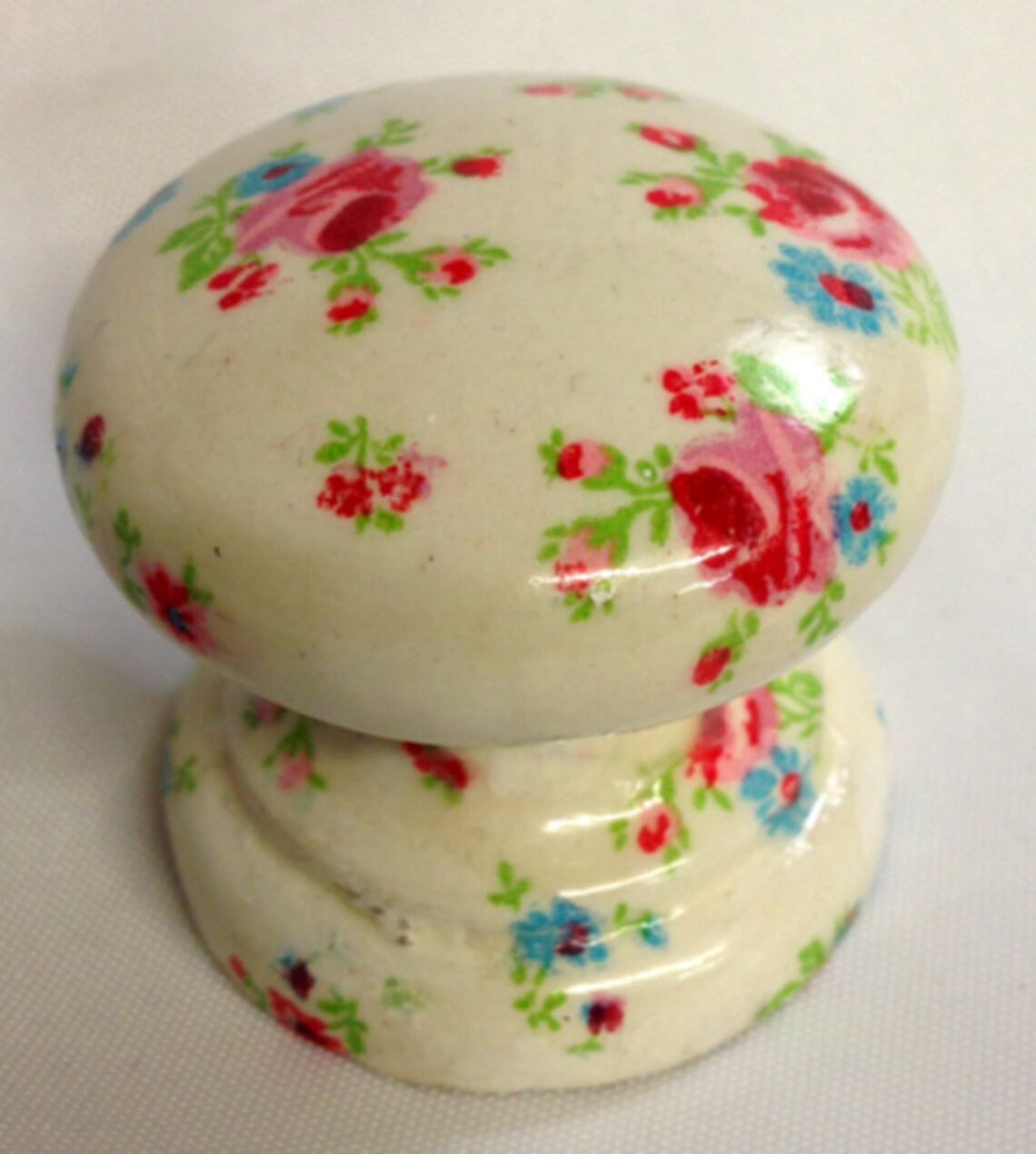 Ditsy pink roses cream new knob welsh dresser armoire bedside Etsy