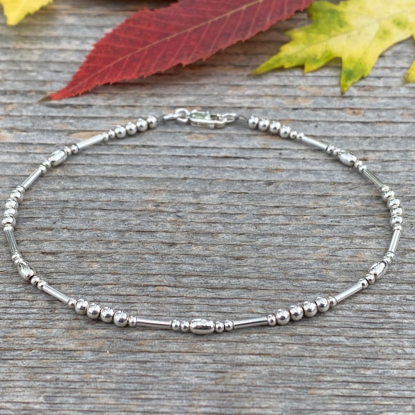 Liquid Silver Sterling Silver Ankle Bracelet: Dainty Minimalist Anklet