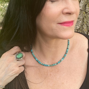 Beaded Turquoise necklace - Beaded Gemstone Necklace - Turquoise jewelry