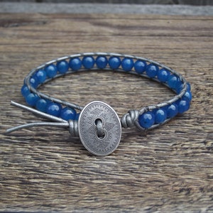 Beaded wrap bracelet - Beaded leather wrap bracelet