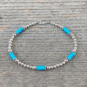 Turquoise Anklet - Turquoise ankle bracelet - Ankle bracelets - Beaded anklets - Gemstone ankle - Sleeping beauty Turquoise anklet