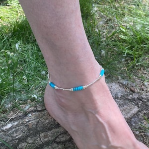 Turquoise Anklet - Ankle bracelets - Beaded anklets - Gemstone ankle - Natural Nacozari Turquoise