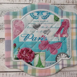 PARIS - Effiel Tower - Large Mug Rug Coaster - Mug Mat - 6.75&quot; x 6.75&quot; - NEW - Washable - Great Gift - Coffee Mat - Candle Mat - Hot Pad