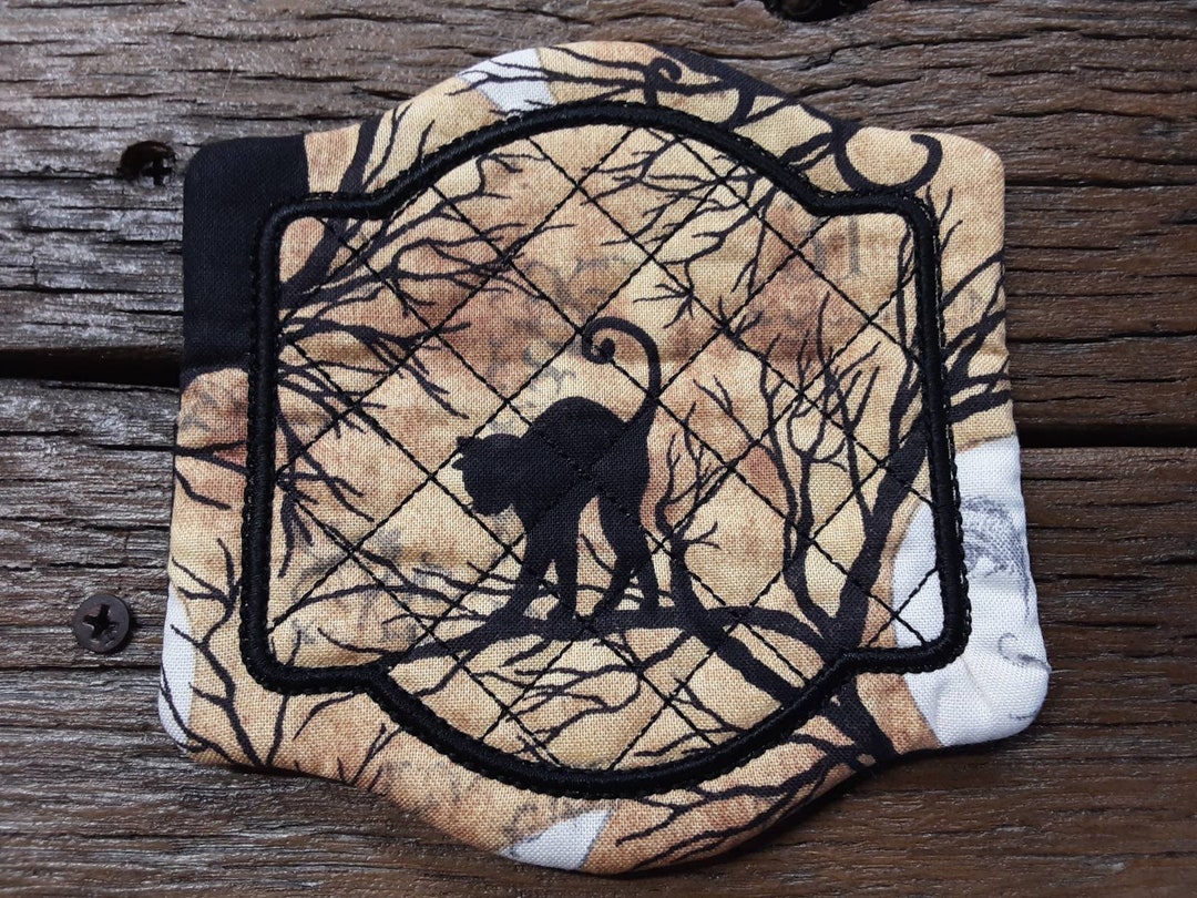 Moon Rug Coaster Cat & Moon Super Cute Mug Rug Coaster 5 X 5 Whimsical Quilted ...