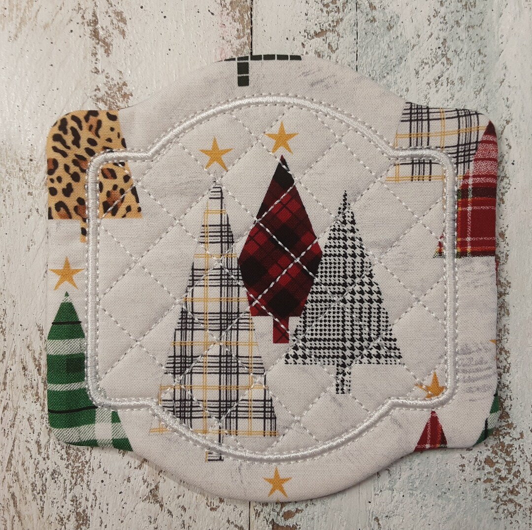 Patchwork Christmas Trees Cute Mug Rug Coaster - 5