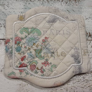 Paris Eiffel Tower Cute Mug Rug Coaster - 5&quot; x 5&quot; - Whimsical - Quilted - Embroidered - NEW - Washable - Great Gift - Coffee Mat - Candle...