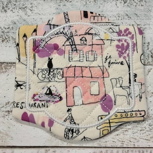 Paris Eiffel Tower Cute Mug Rug Coaster - 5&quot; x 5&quot; - Whimsical - Quilted - Embroidered - NEW - Washable - Great Gift - Coffee Mat - Candle...