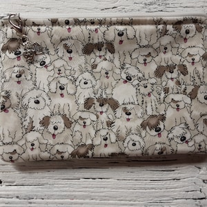 Puppy Dogs - Zipper Bag - Fully Lined - Lobster Claw Clasp - 5&quot; x 7&quot; - Notions Bag - Makeup - Misc Storage - 100% Cotton Handmade- Sweet
