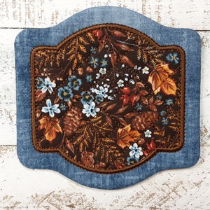 Autumn Leaves Pinecone -  Fall - Cute Mug Rug Coasters - 5" x 5" each - Whimsical - NEW - Washable - Great Gift - Coffee Mat - Candle - Mug