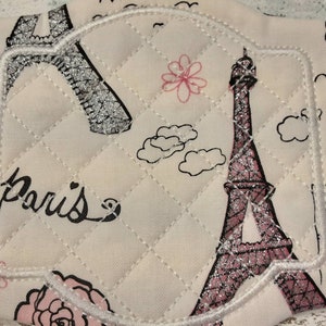 Paris Eiffel Tower Cute Mug Rug Coaster - 5&quot; x 5&quot; - Whimsical - Quilted - Embroidered - NEW - Washable - Great Gift - Coffee Mat - Candle...