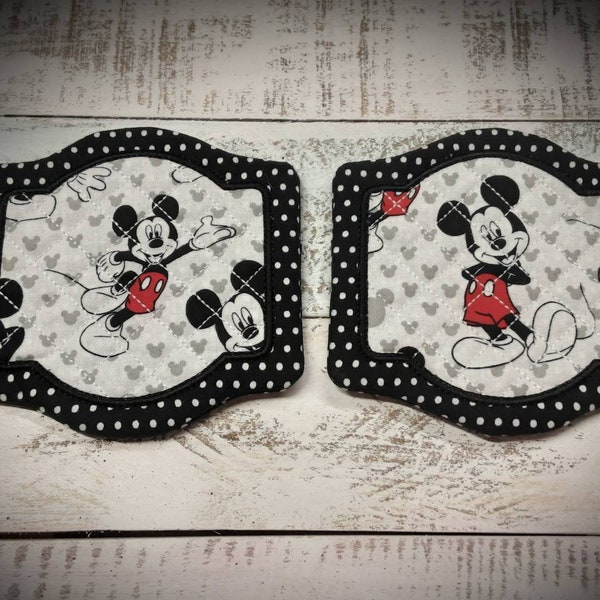 Mickey Mouse - Disney  - Your Choice - Mug Rug Coasters - 5" x 5" each - Whimsical - NEW - Washable - Great Gift - Coffee Mat - Candle...