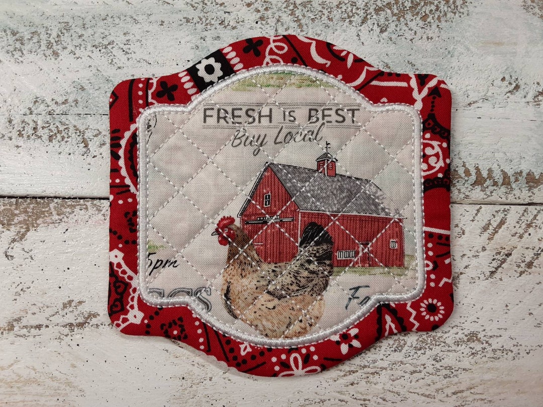 Chicken Barn Farm - Cute Mug Rug Coaster - 5