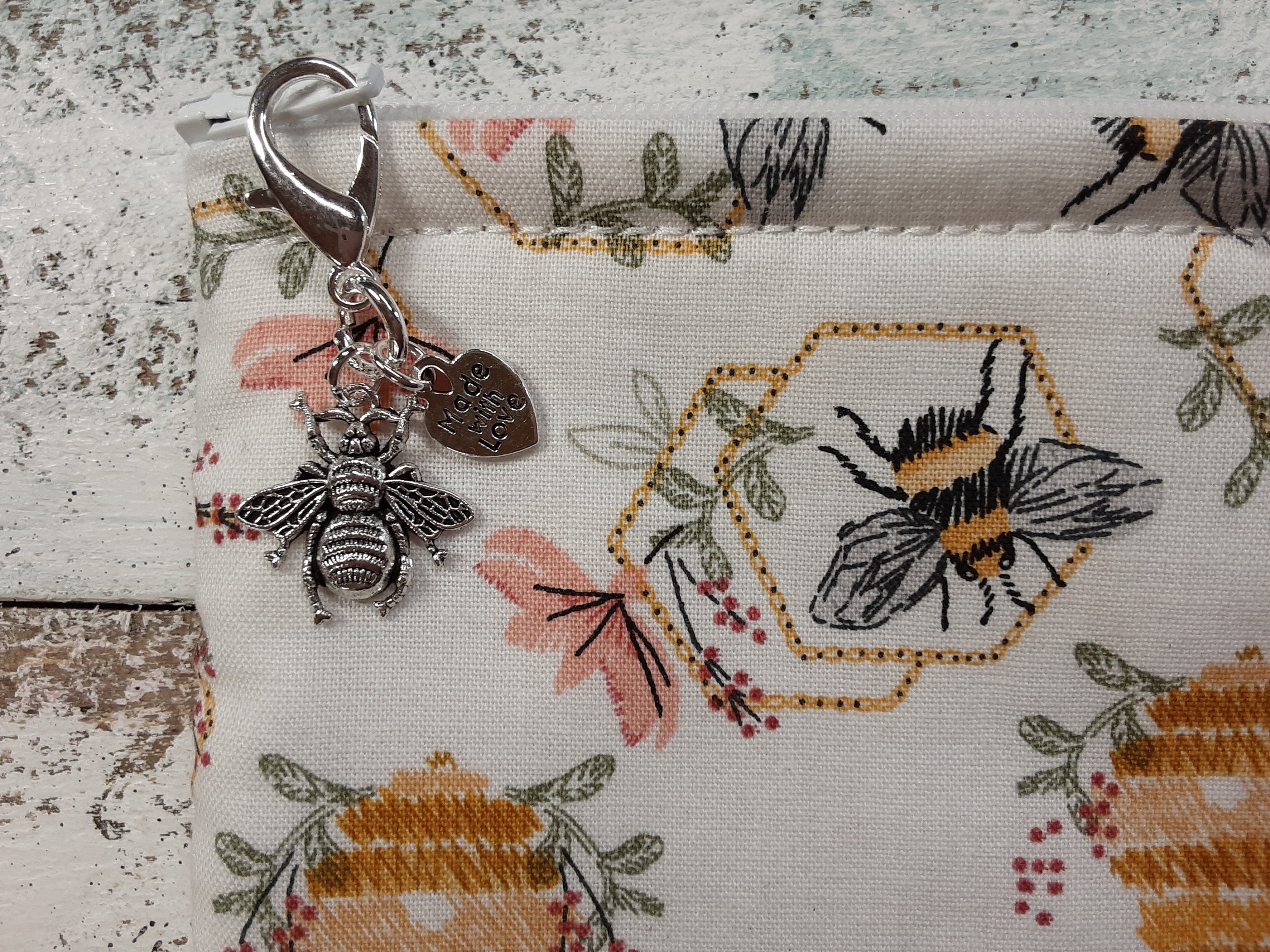 Honey Bee - Flowers - Zipper Bag - Sidekick Project Bag