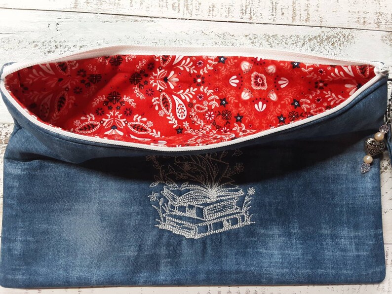 Embroidered & Quilted Fabric Zipper Bag Fully Lined Etsy