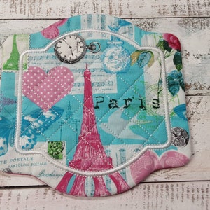 PARIS - Effiel Tower - Large Mug Rug Coaster - Mug Mat - 6.75&quot; x 6.75&quot; - NEW - Washable - Great Gift - Coffee Mat - Candle Mat - Hot Pad