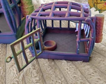 Miniature Magical Pet Crate with Bowl and Water Bottle | 3D Printed 1 6 1 8 1 12 Scale Dollhouse Diorama Accessory