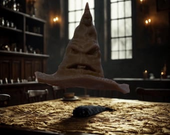 Magic Talking Hat Figurine – Wizard Hat Miniature, Sorting Hat Style, 3D Printed Collectible, Painted or Unfinished, Miniverse Scale