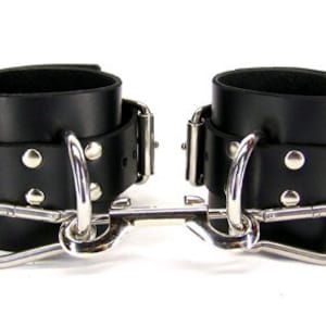 Unlined Leather Ankle Bondage Cuffs (mature)