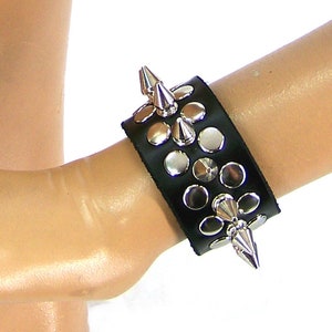 Half Metal Punk Spiked Leather Wristband