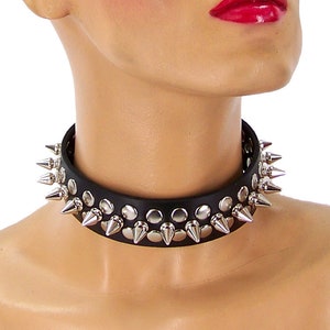 1/2 Metal Punk Spiked Leather Choker