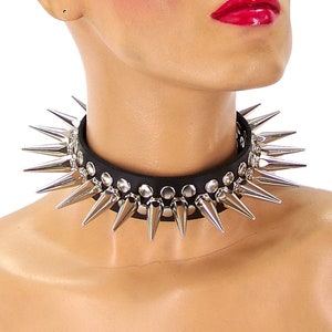 Full Metal Punk Spiked Leather Choker