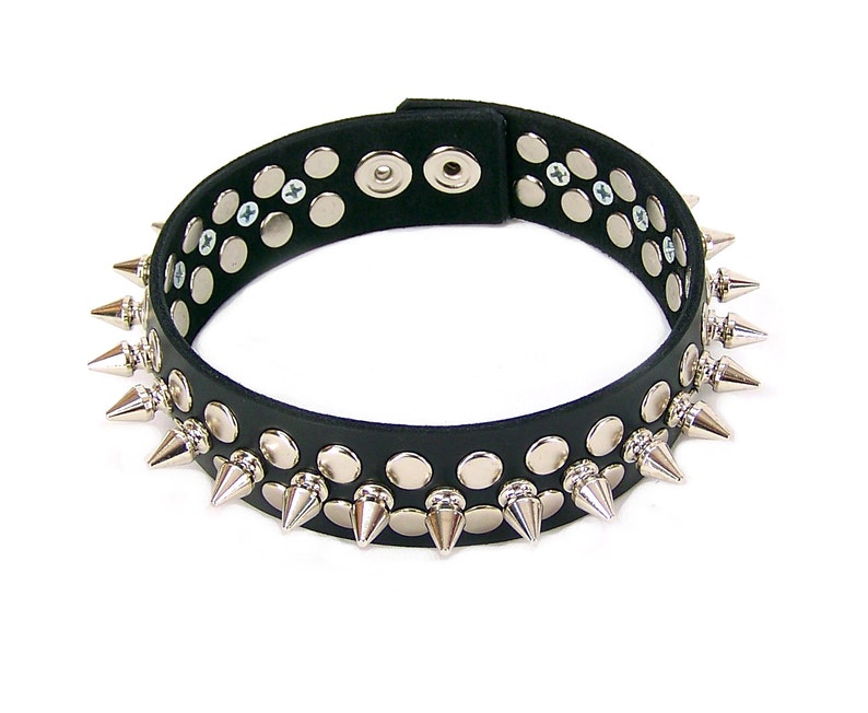 1/2 Metall Punk Spik Leder Choker Bild 3