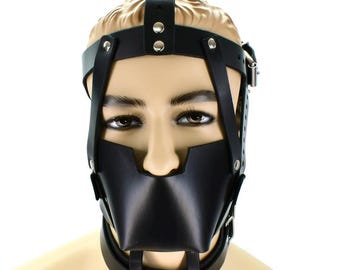 手作りのラティーゴレザー製BDSMフード、調節可能なバックル付き