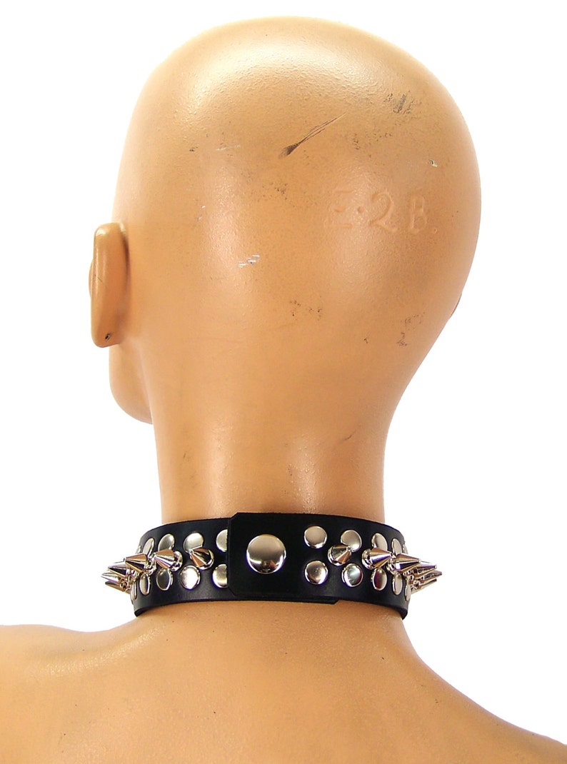 1/2 Metall Punk Spik Leder Choker Bild 2