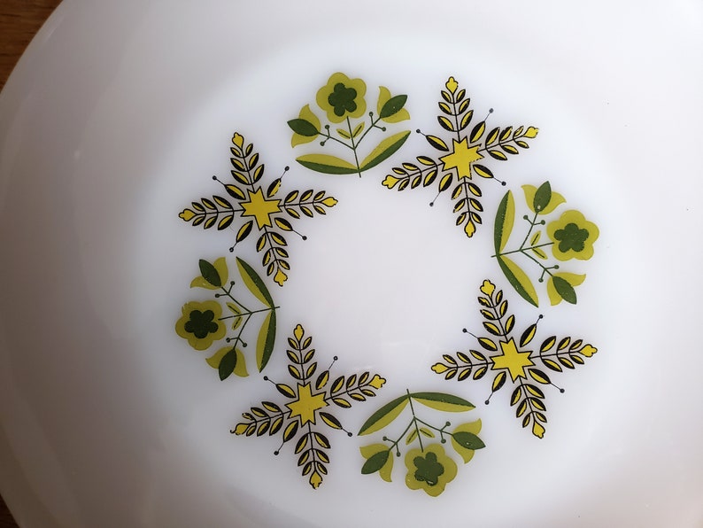 Anchor Hocking Milk Glass Green Meadow Dinner Plate
