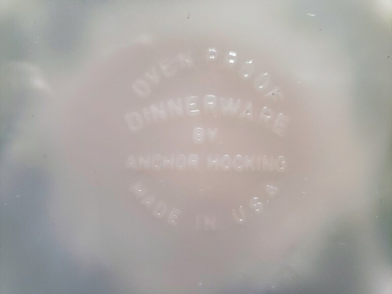 Anchor Hocking Milk Glass Green Meadow Dinner Plate