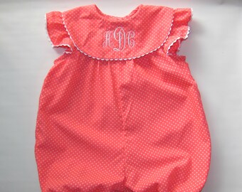 Monogram Romper Baby Girl, Girls Romper, Girls Bubble, Monogrammed Bubble, Personalized Gilrs Bubble Romper, Summer Romper, 12 months