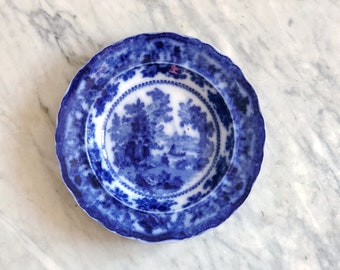 Antique Flow Blue Flat Rim Bowl