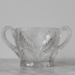 Antique Pressed Glass Thistle Trophy Style Bowl image 1