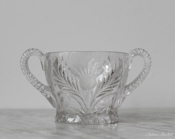 Antique Pressed Glass Thistle Trophy Style Bowl