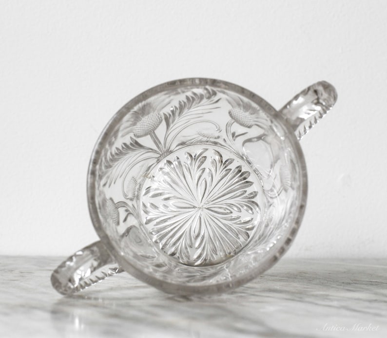 Antique Pressed Glass Thistle Trophy Style Bowl image 2