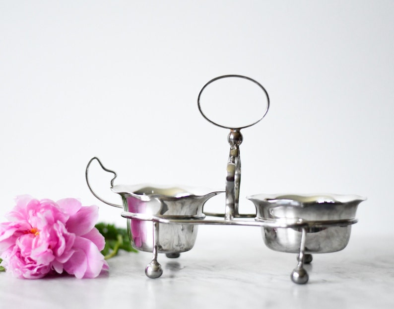 Silver Plated Cream and Sugar Holder image 1