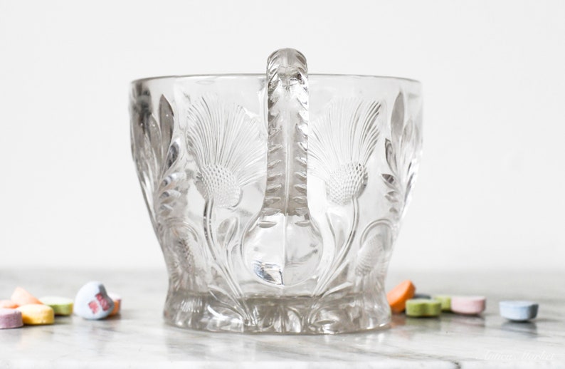 Antique Pressed Glass Thistle Trophy Style Bowl image 3