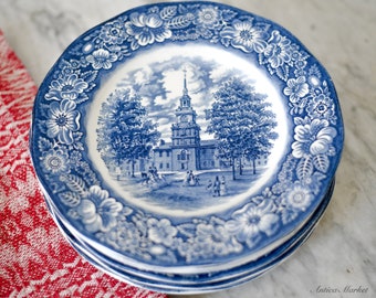 Vintage Staffordshire Liberty Blue Ironstone Plates