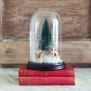 Glass Cloche with Winter Horses Vignette