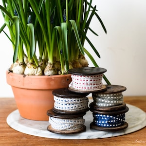 Handwoven Inkle loom Trim on Wooden Spool