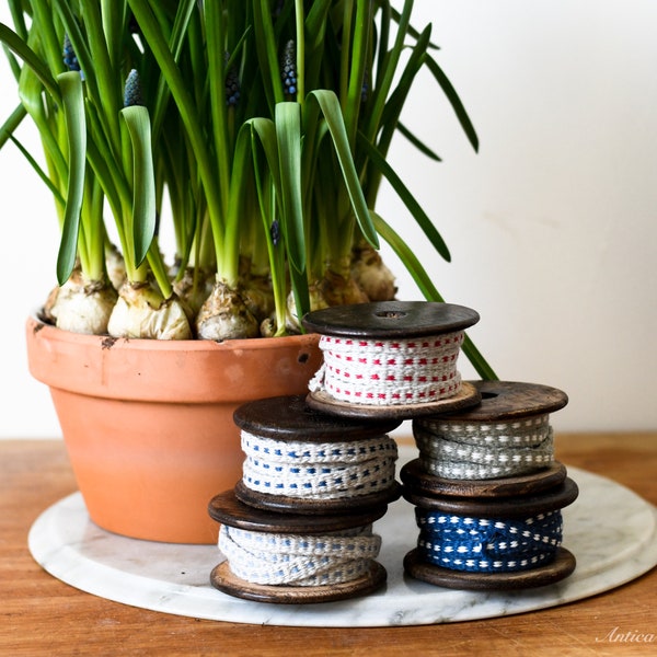 Handwoven Inkle loom Trim on Wooden Spool