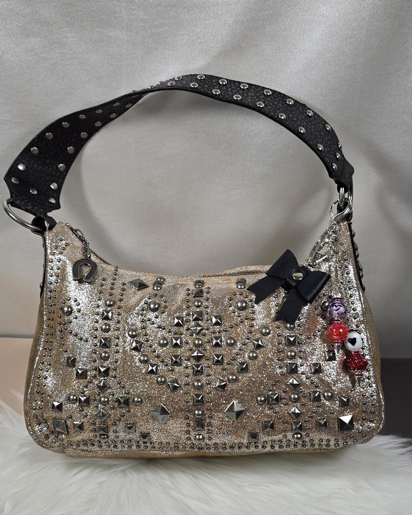 Y2K Betsey Johnson Leather Bag – Gold Studded Collectible - Etsy