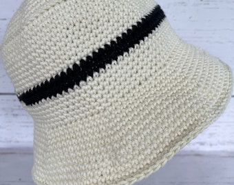 Striped Crochet Bucket Hat: Boho Cotton Sun Hat