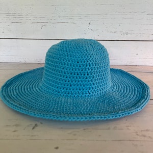 Handmade Cotton Crochet Sun Hat: Wide Brim Beach or Garden Hat