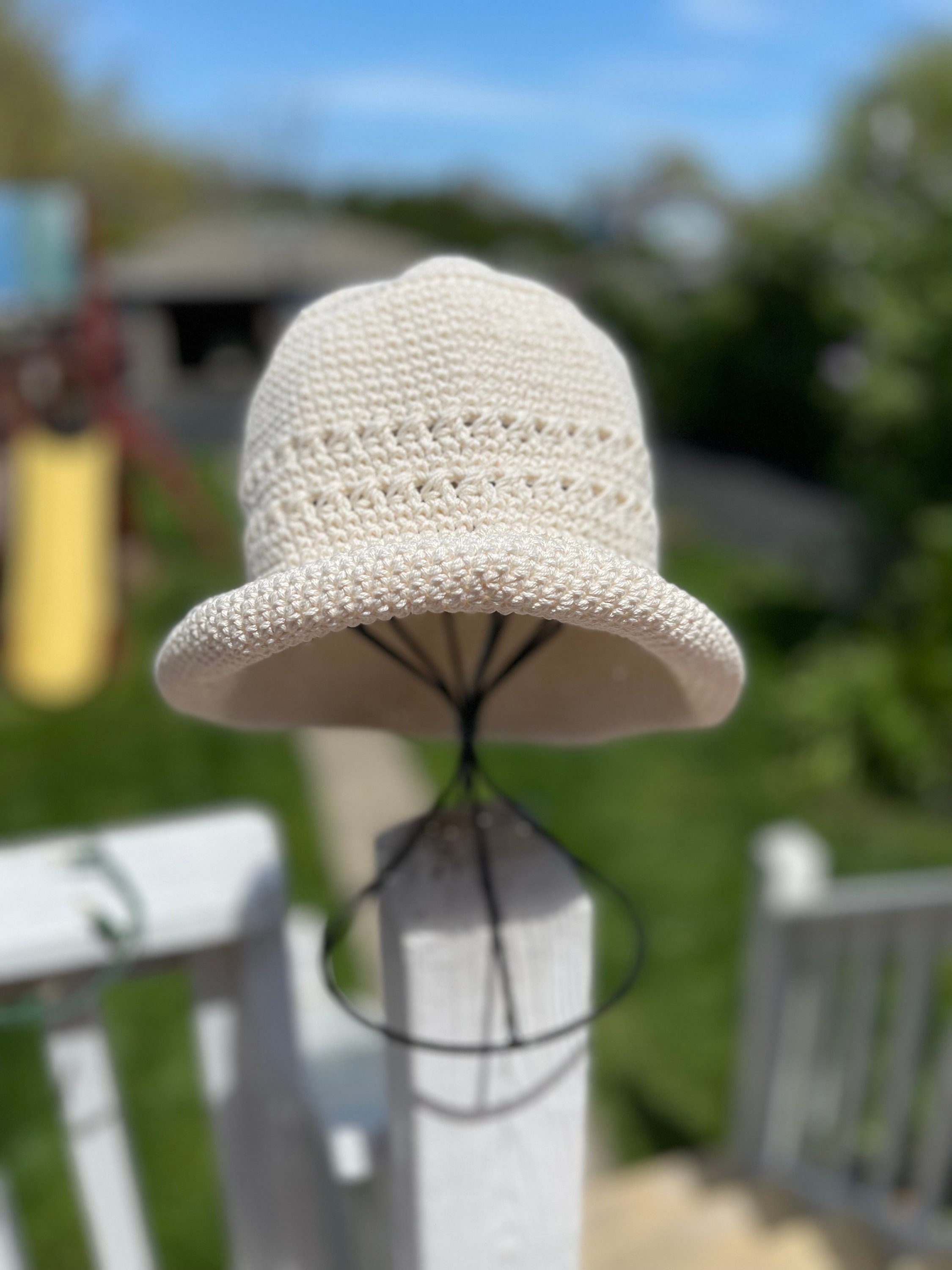 Cream Cotton Crochet Bucket Hat: Boho Summer Sun Hat - Etsy display picture 1