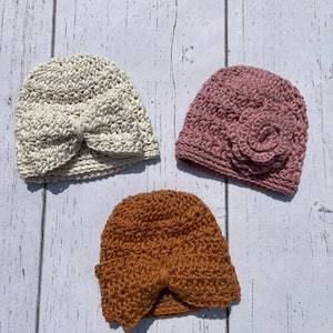 Handmade Cotton Baby Beanie: Custom Flower or Bow Hat