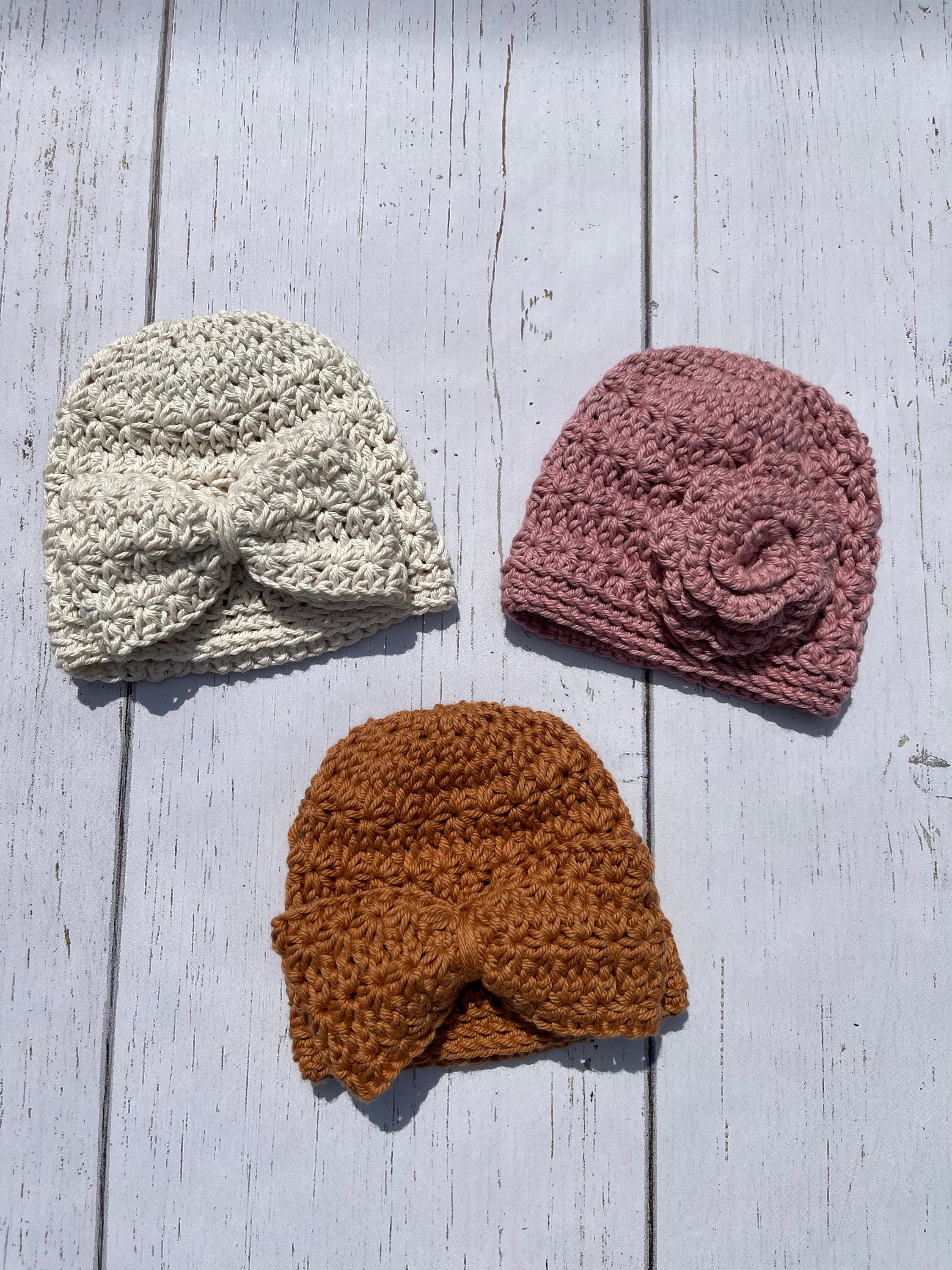 Handmade Cotton Baby Beanie: Custom Flower or Bow Hat
